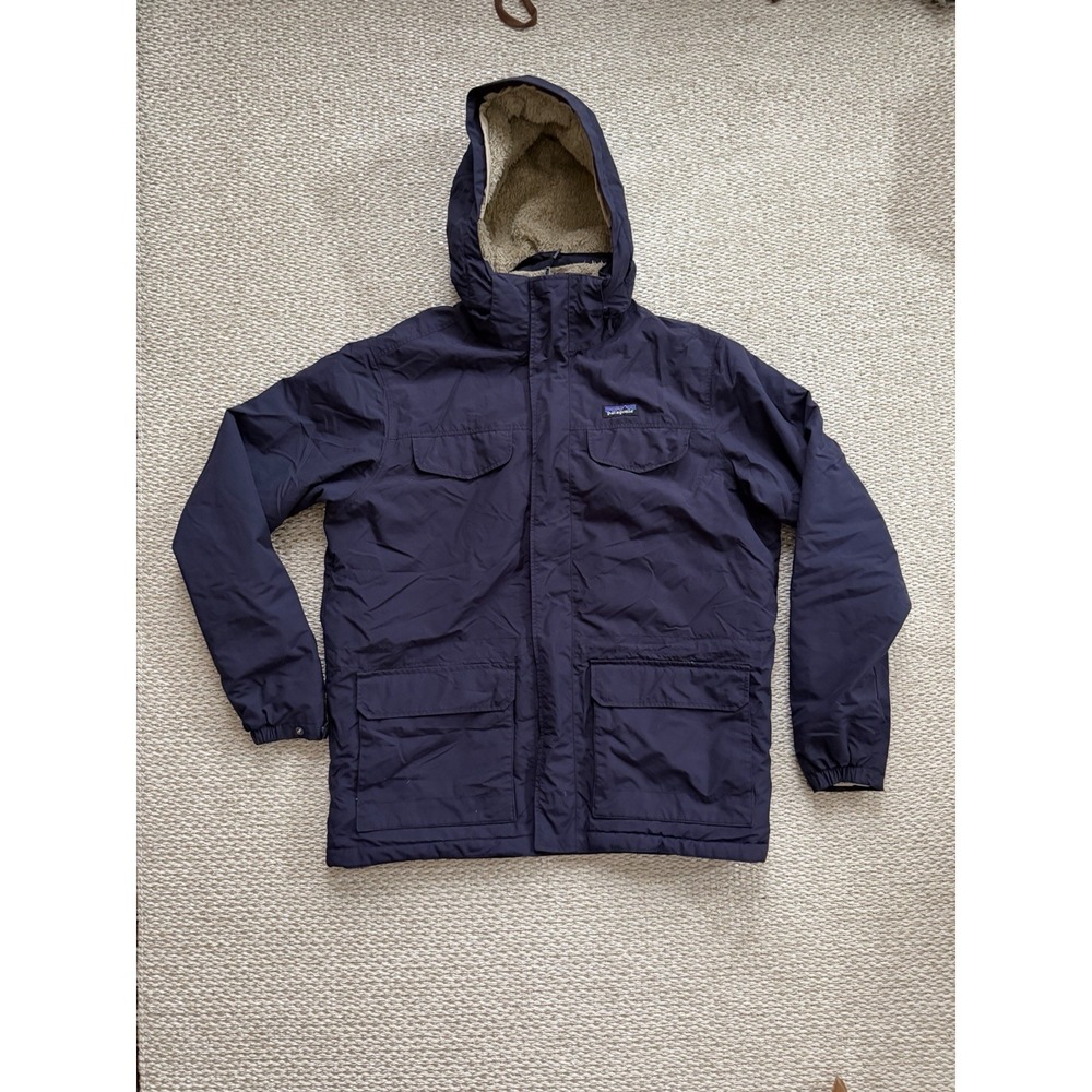 mens patagonia isthmus parka large Hoodie‎ Navy Jacket Sherpa - Picture 2 of 10